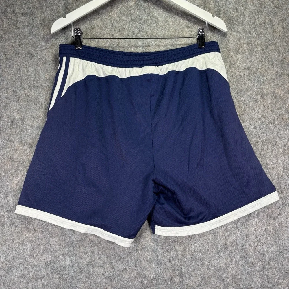 VTG‎ 2004 Adidas Soccer Shorts Navy white Mens L FADED SPOT NO DRAWSTRING READ